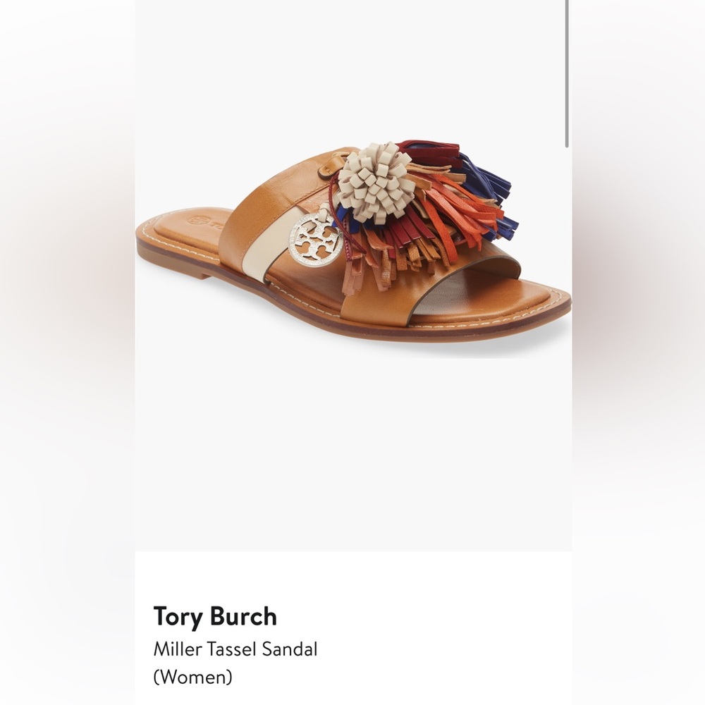 Tory Burch Miller tassel slide size 8